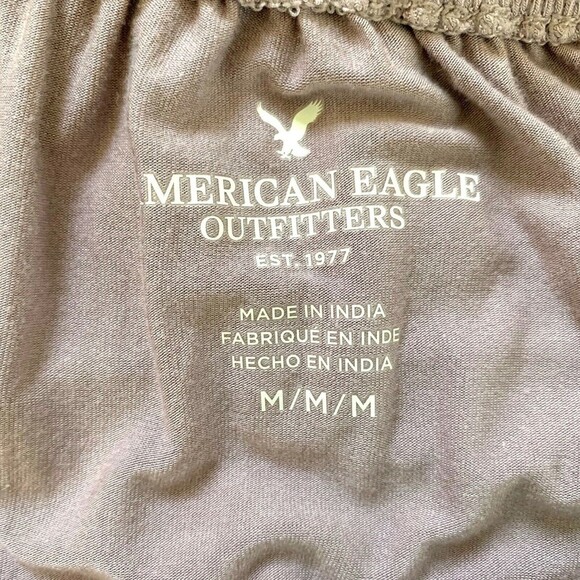 American Eagle Off Shoulder Boho Slinky Top Women M Embroidered Floral Sleeves - Picture 8 of 10